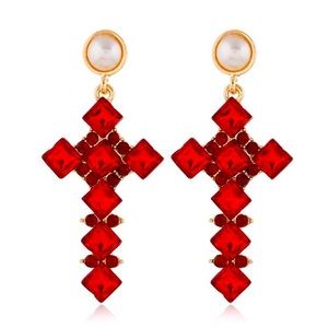 Bright Gemstone Cross earrings two for ten